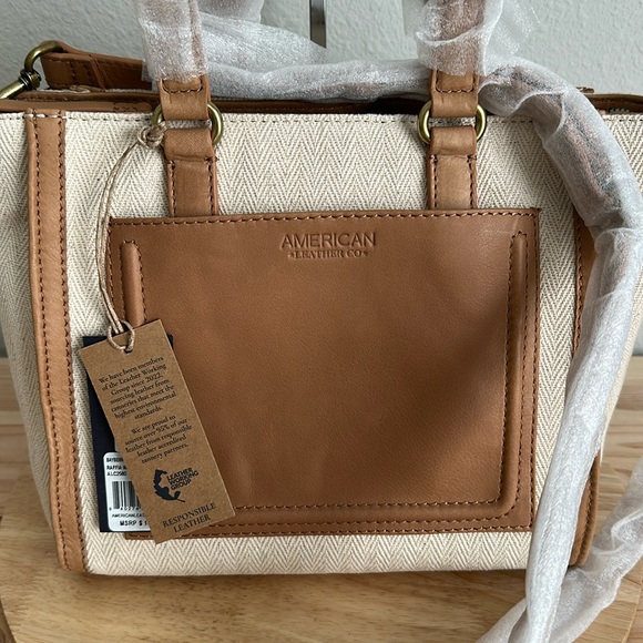 American Leather Co. Bayberry Small Leather Tote w/ Crossbody Strap - Picture 2 of 7